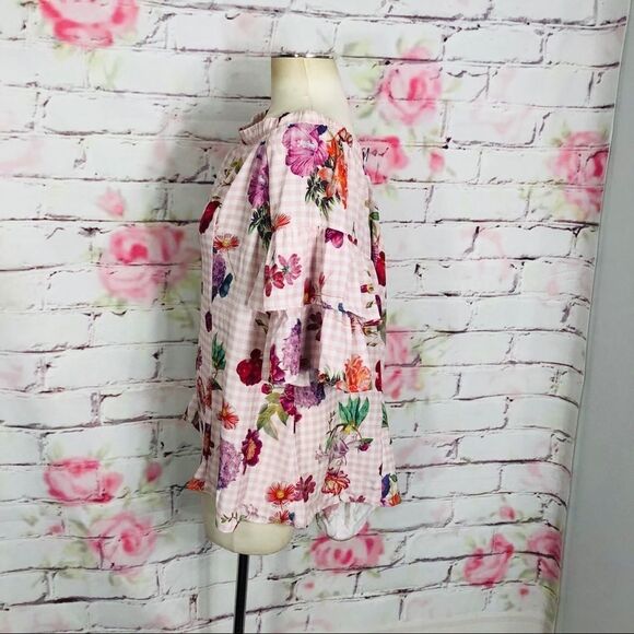 🔥5 for $25🔥 City chic spring blooms pink gingham floral blouse - Picture 6 of 11